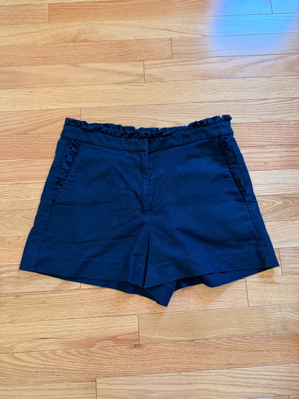 J. Crew Navy High-Waist Ruffle Trim Shorts